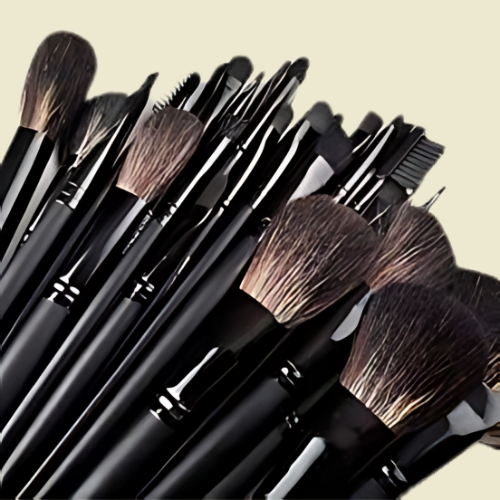 24 Piece Makeup Brush Set With Leather Pouch