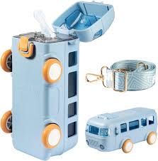 Mini Bus Water Bottle with Straw π₯€ & Strap
