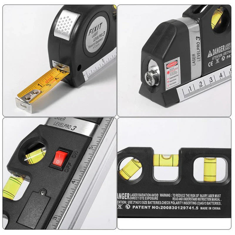 Laser Level Pro 3 4 in 1 Fixit | Feet Tape, Multi-Purpose DIY Measuring Tool