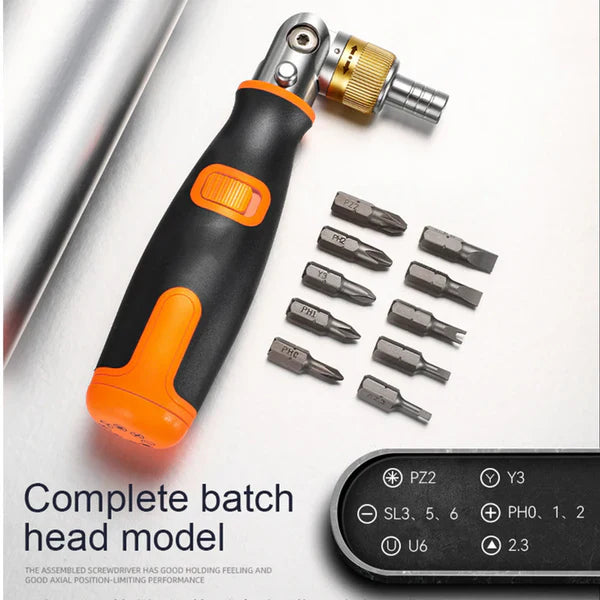Ratchet Screwdriver Set 10-in-1,Portable Multi-Angle Screwdriver